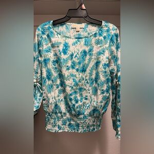 Michael Kors Teal Tie-Dye Blouse